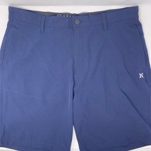 Hurley Flat Front Stretch Lightweight Blue Men's Golf Shorts Size‎ W38